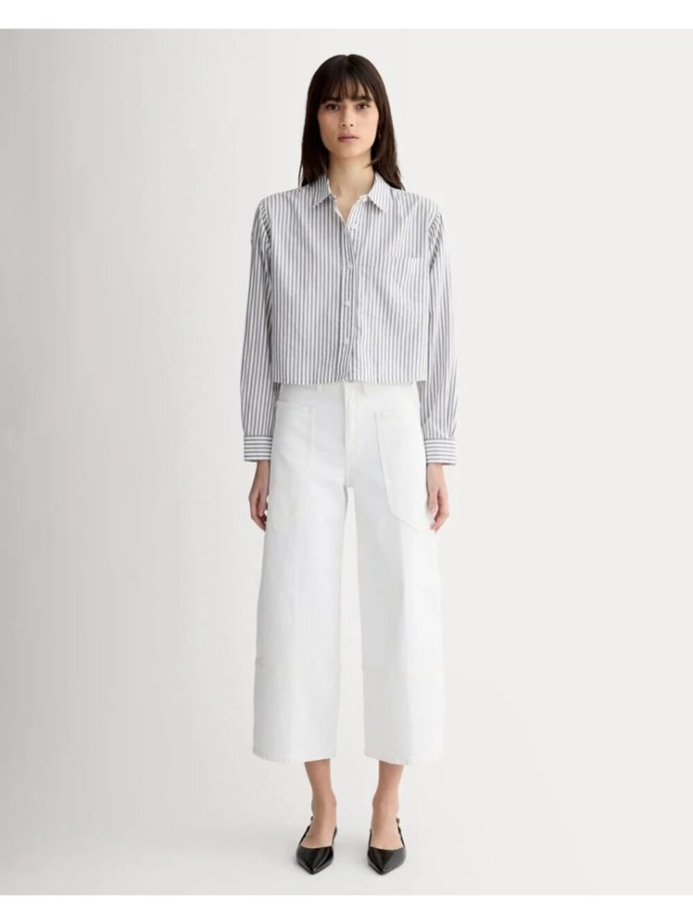 Everlane The Way-Short Shirt in Silky Cotton Periscope Bone Large New Womens - Picture 11 of 11